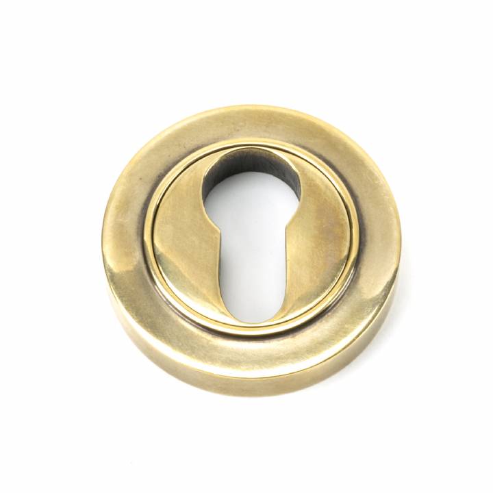 Aged Brass Round Euro Escutcheon (Plain)