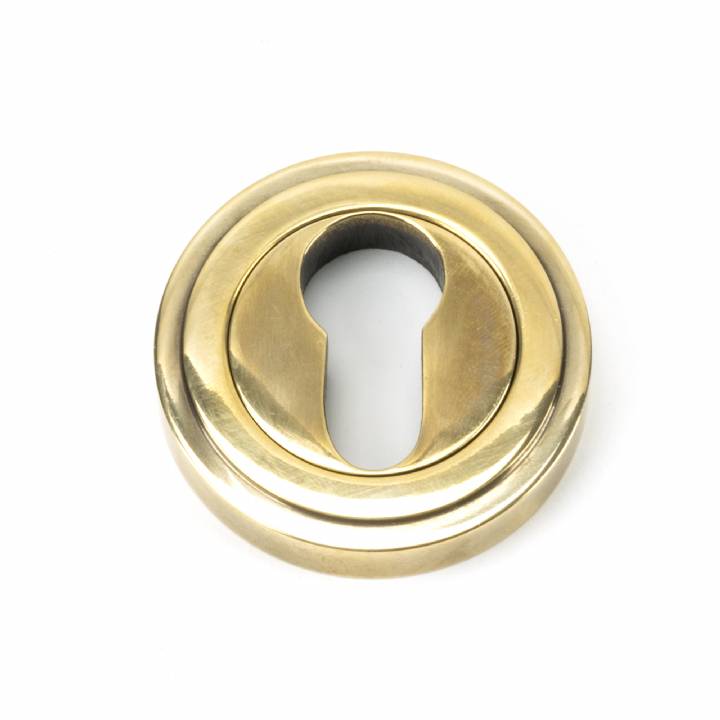 Aged Brass Round Euro Escutcheon (Art Deco)