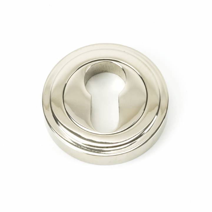 Polished Nickel Round Euro Escutcheon (Art Deco)