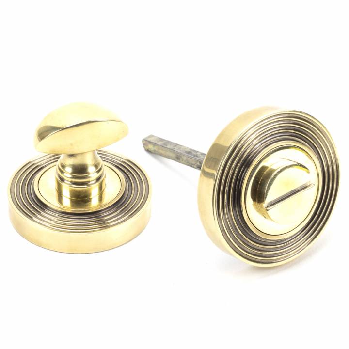 Aged Brass Round Thumbturn Set (Beehive)