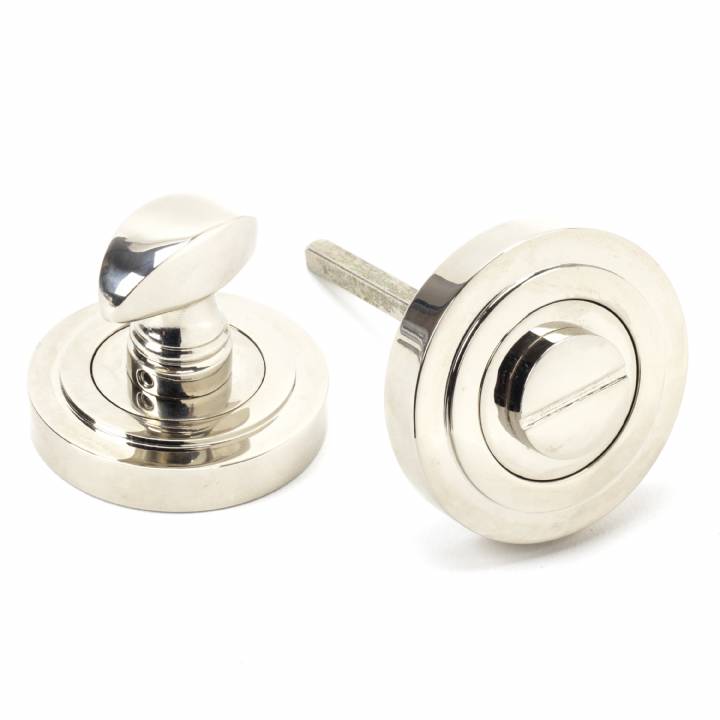 Polished Nickel Round Thumbturn Set (Art Deco)