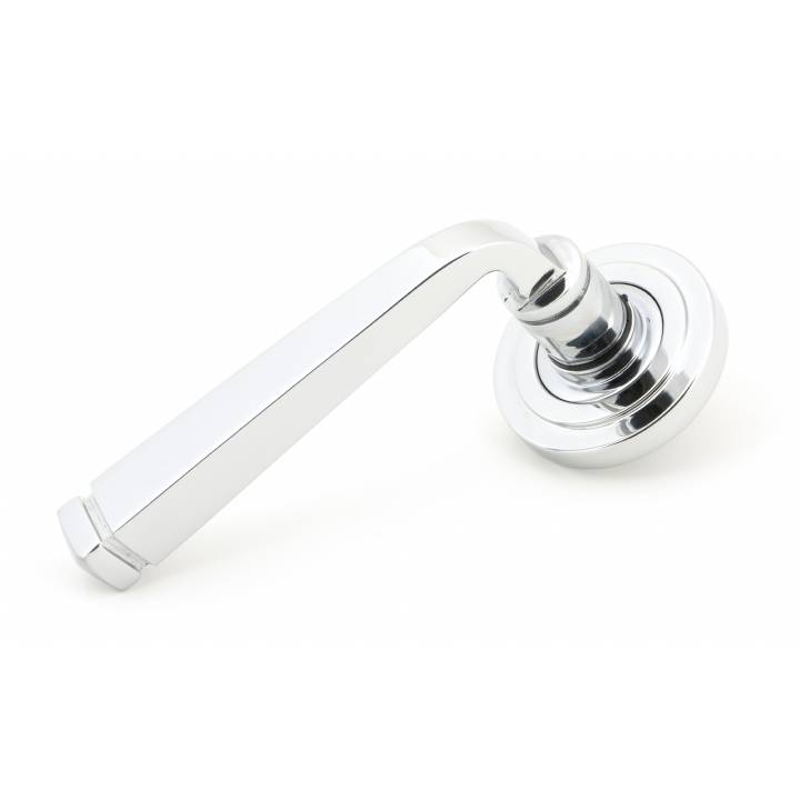 Polished Chrome Avon Round Lever on Rose Set (Art Deco)