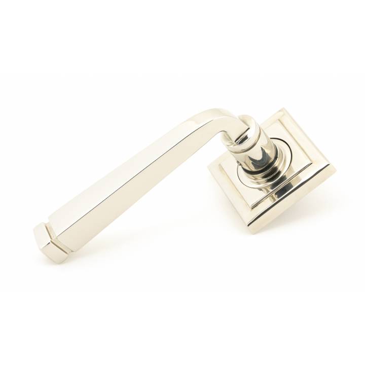 Polished Nickel Avon Round Lever on Rose Set (Square) - Unsprung