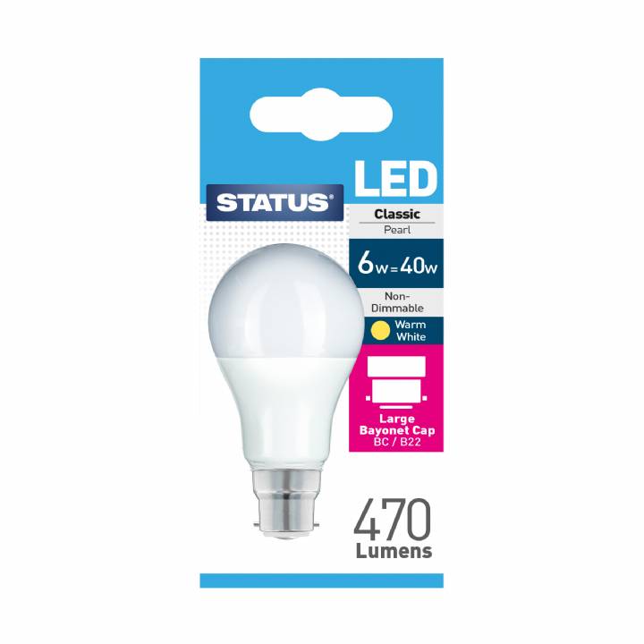 STATUS LED 6W/40W BC WARM WHITE BULB