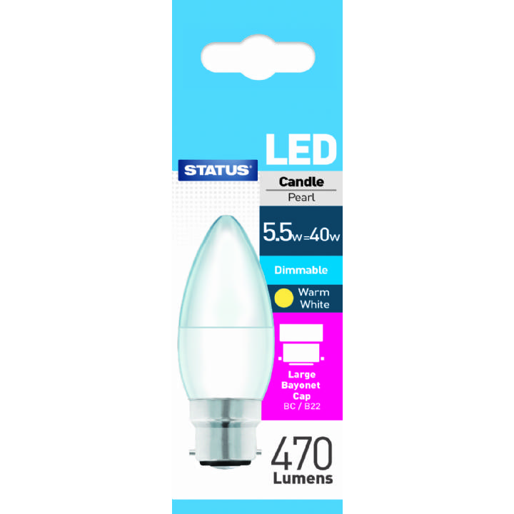 STATUS LED BC 40W CANDLE DIMMABLE BULB