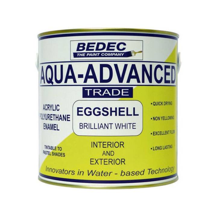 BEDEC AQUA-ADVANCED EGGSHELL WHITE PAINT 1LT