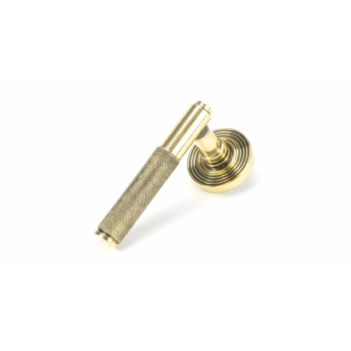 Aged Brass Brompton Lever on Rose Set (Beehive) - Unsprung