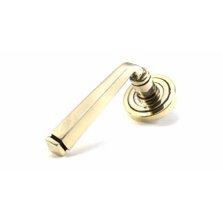 Aged Brass Avon Round Lever on Rose Set (Art Deco)