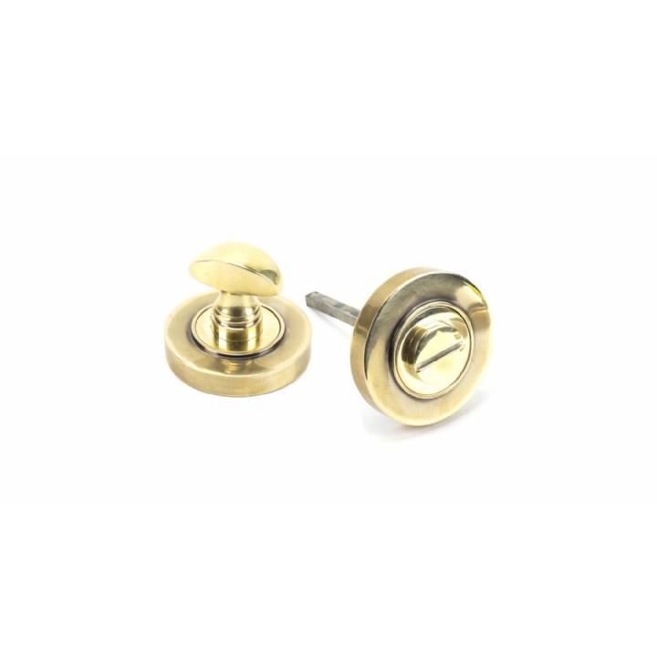 Aged Brass Round Thumbturn Set (Plain)