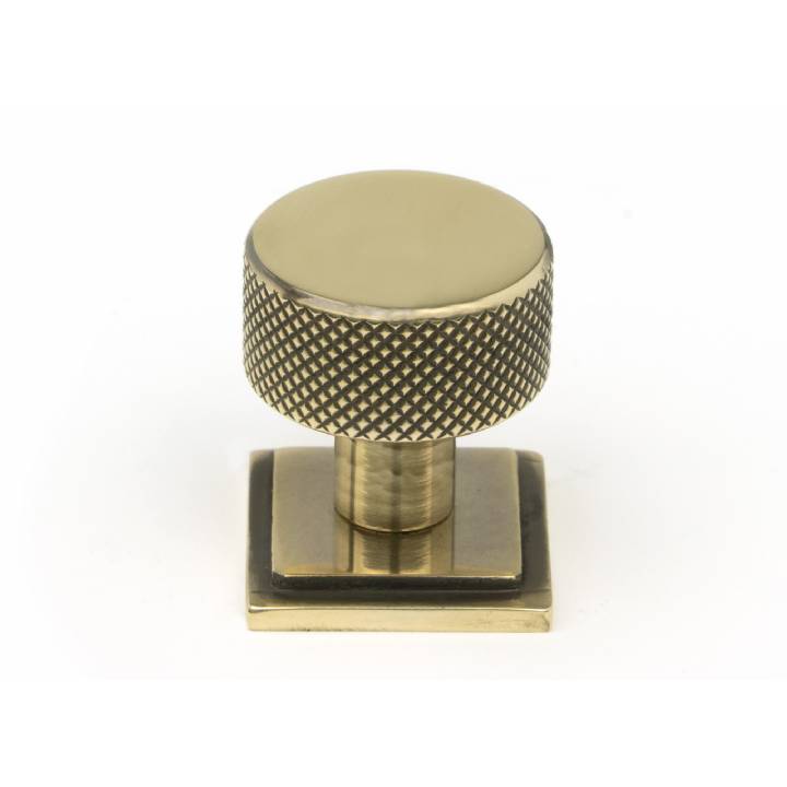 Aged Brass Brompton Cabinet Knob - 25mm (Square)