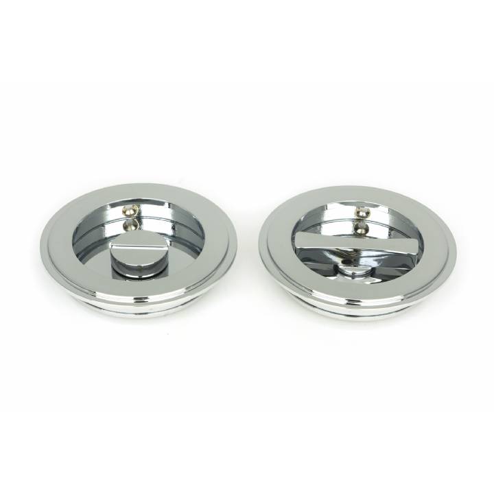 Polished Chrome 75mm Art Deco Round Pull - Privacy Set