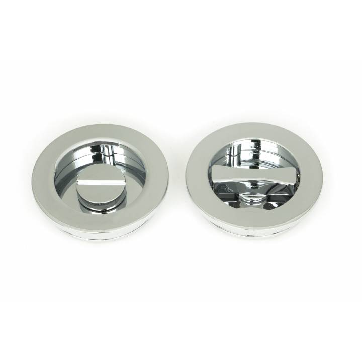 Polished Chrome 60mm Plain Round Pull - Privacy Set