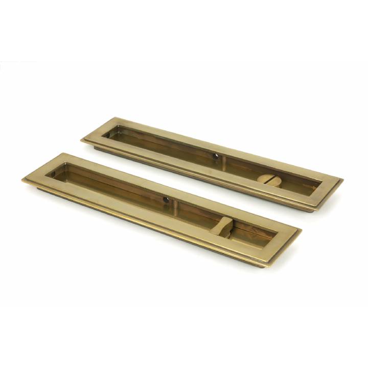 Aged Brass 250mm Art Deco Rectangular Pull - Privacy Set