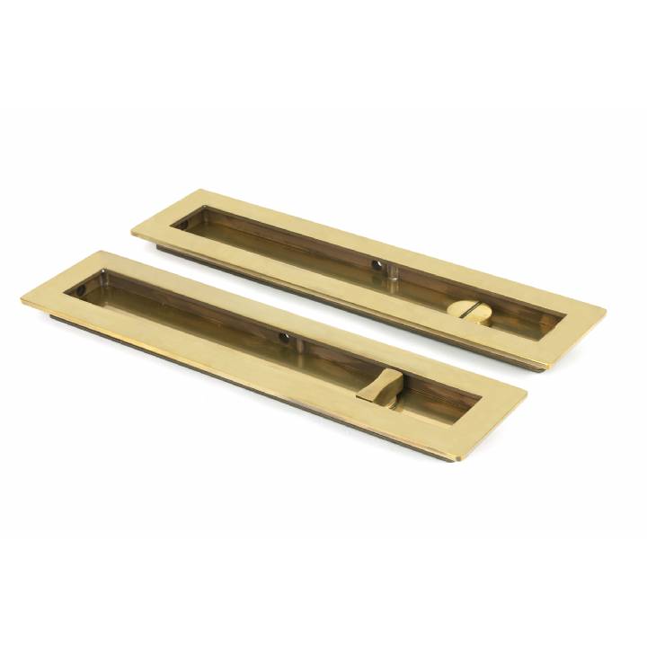 Aged Brass 250mm Plain Rectangular Pull - Privacy Set