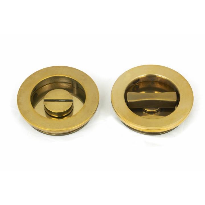 Aged Brass 60mm Plain Round Pull - Privacy Set