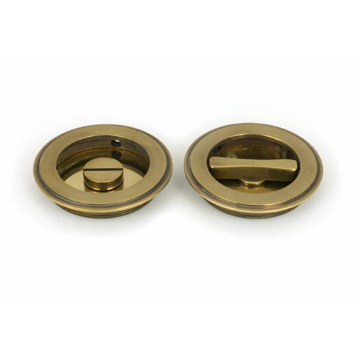 Aged Brass 75mm Plain Round Pull - Privacy Set