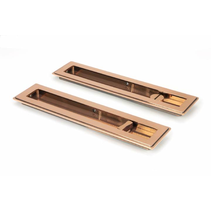 Polished Bronze 250mm Art Deco Rectangular Pull -Privacy Set