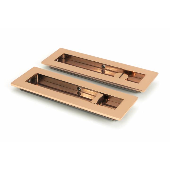 Polished Bronze 175mm Plain Rectangular Pull - Privacy Set