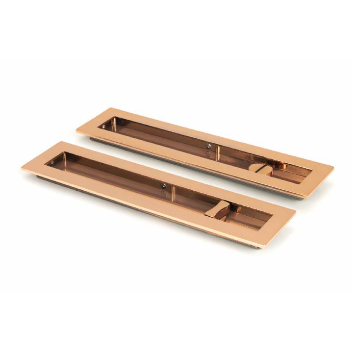 Polished Bronze 250mm Plain Rectangular Pull - Privacy Set