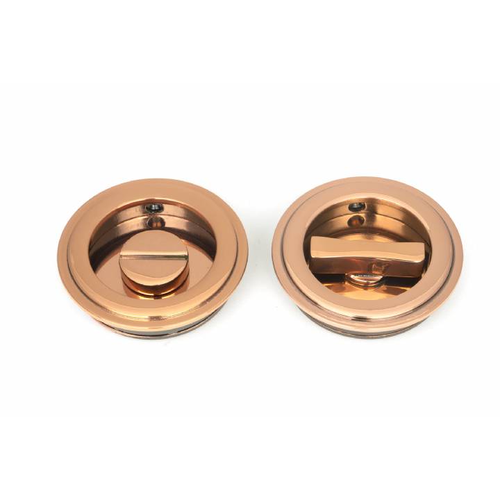 Polished Bronze 60mm Art Deco Round Pull - Privacy Set