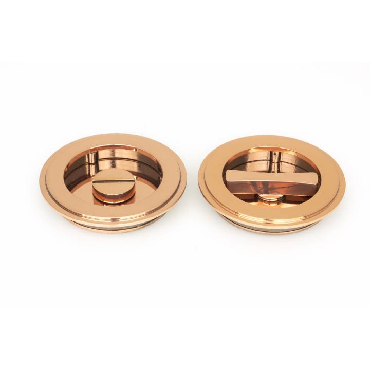 Polished Bronze 75mm Art Deco Round Pull - Privacy Set