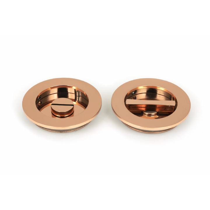 Polished Bronze 75mm Plain Round Pull - Privacy Set