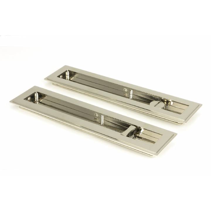 Polished Nickel 250mm Art Deco Rectangular Pull -Privacy Set