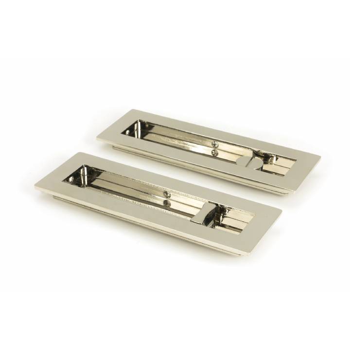 Polished Nickel 175mm Plain Rectangular Pull - Privacy Set