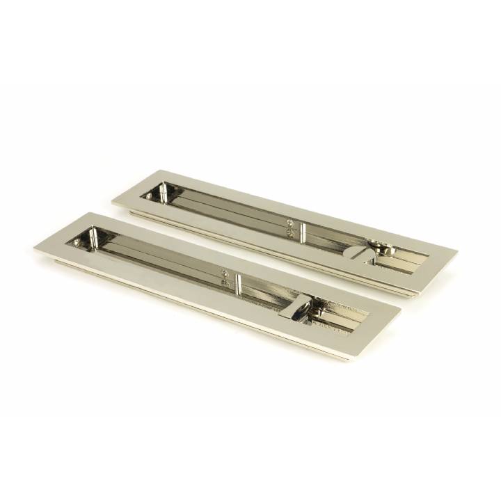 Polished Nickel 250mm Plain Rectangular Pull - Privacy Set