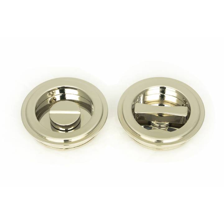 Polished Nickel 60mm Art Deco Round Pull - Privacy Set