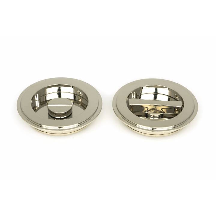 Polished Nickel 75mm Art Deco Round Pull - Privacy Set