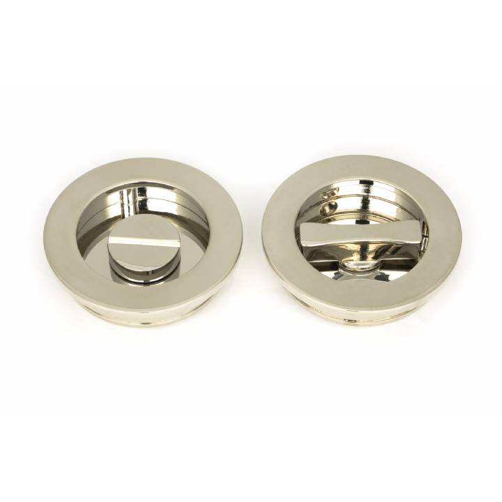 Polished Nickel 60mm Plain Round Pull - Privacy Set