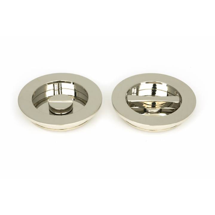 Polished Nickel 75mm Plain Round Pull - Privacy Set