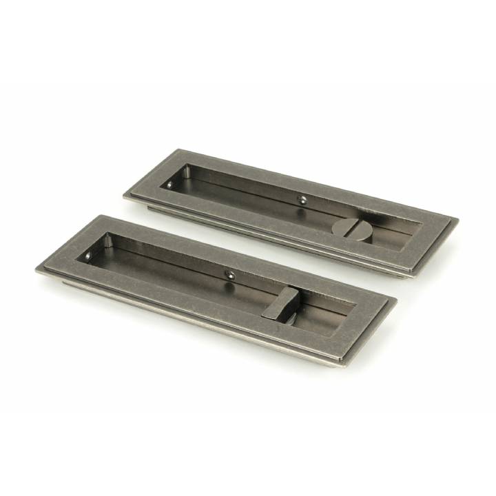 Pewter 175mm Art Deco Rectangular Pull - Privacy Set