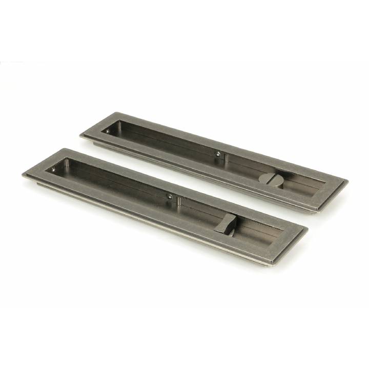 Pewter 250mm Art Deco Rectangular Pull - Privacy Set