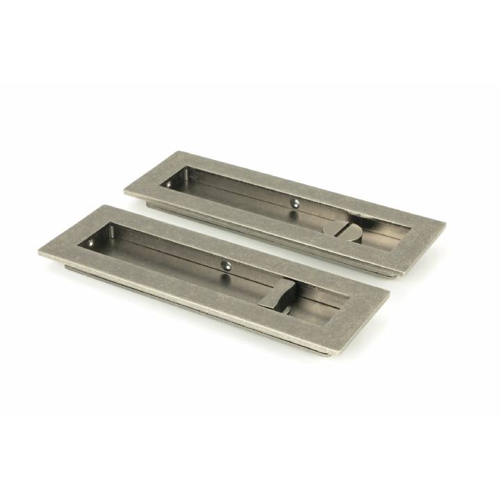 Pewter 175mm Plain Rectangular Pull - Privacy Set