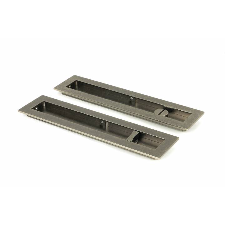 Pewter 250mm Plain Rectangular Pull - Privacy Set