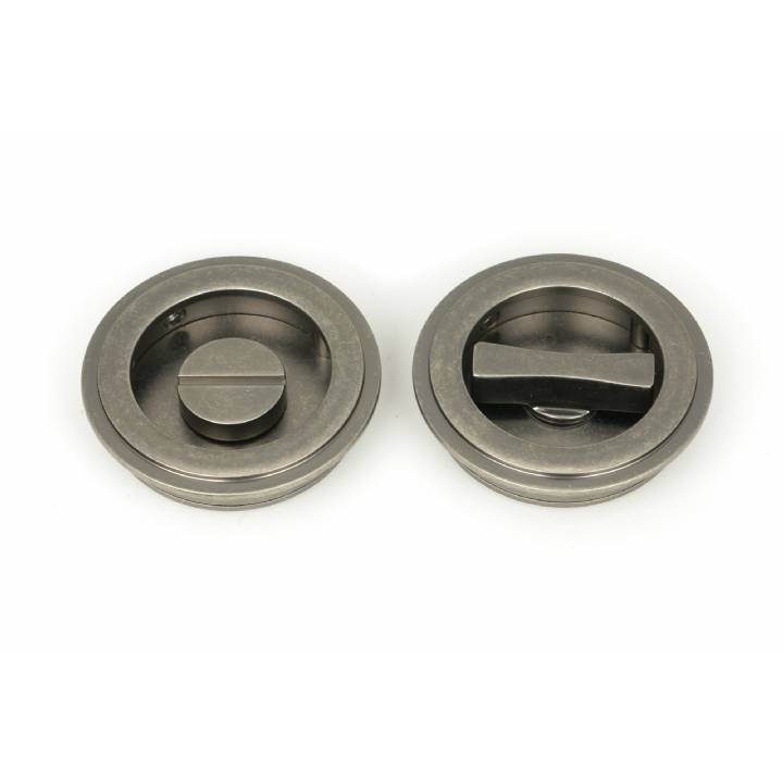 Pewter 60mm Art Deco Round Pull - Privacy Set