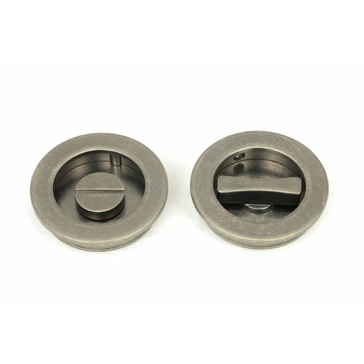 Pewter 60mm Plain Round Pull - Privacy Set