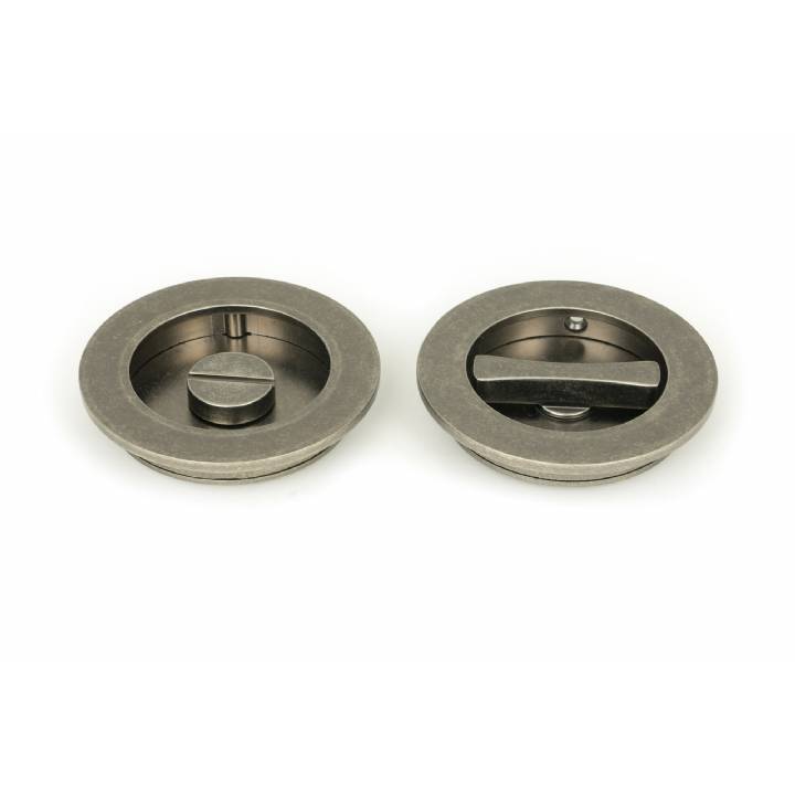 Pewter 75mm Plain Round Pull - Privacy Set