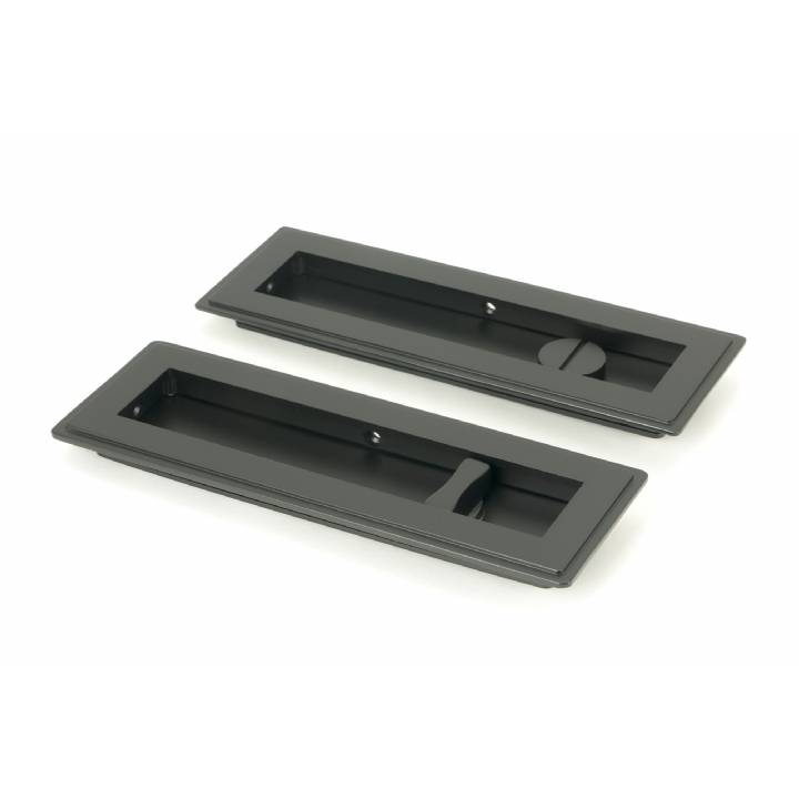 Matt Black 175mm Art Deco Rectangular Pull - Privacy Set