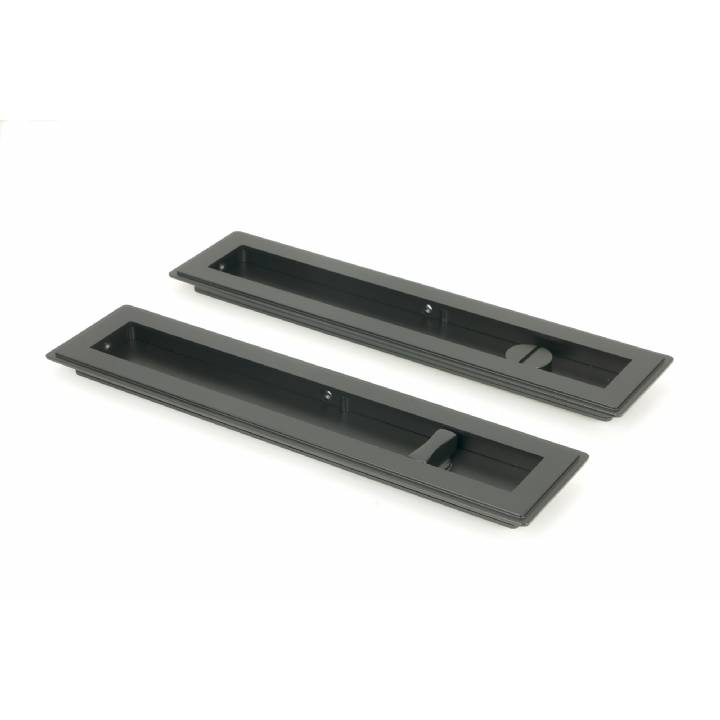 Matt Black 250mm Art Deco Rectangular Pull - Privacy Set