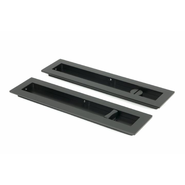 Matt Black 250mm Plain Rectangular Pull - Privacy Set