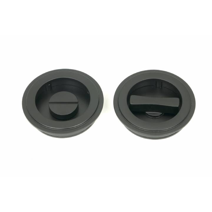 Matt Black 60mm Art Deco Round Pull - Privacy Set