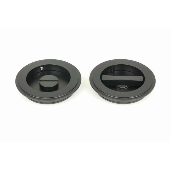 Matt Black 75mm Art Deco Round Pull - Privacy Set