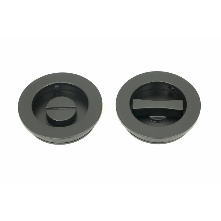 Matt Black 60mm Plain Round Pull - Privacy Set