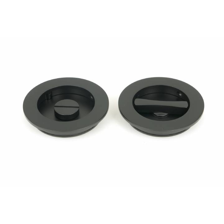 Matt Black 75mm Plain Round Pull - Privacy Set