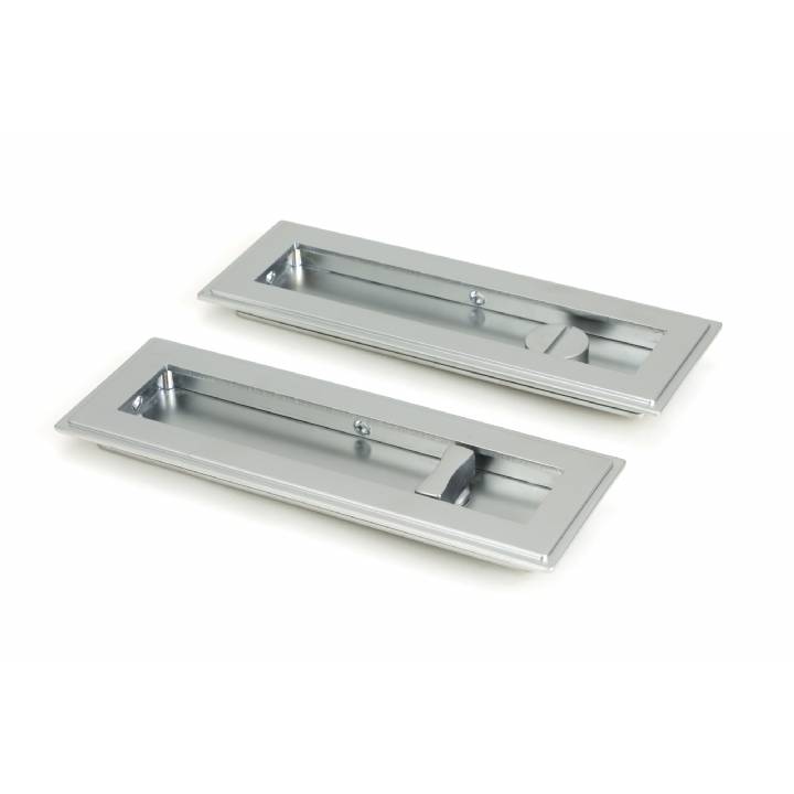 Satin Chrome 175mm Art Deco Rectangular Pull - Privacy Set