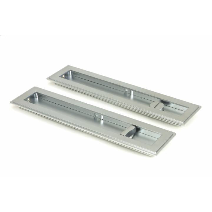 Satin Chrome 250mm Art Deco Rectangular Pull - Privacy Set