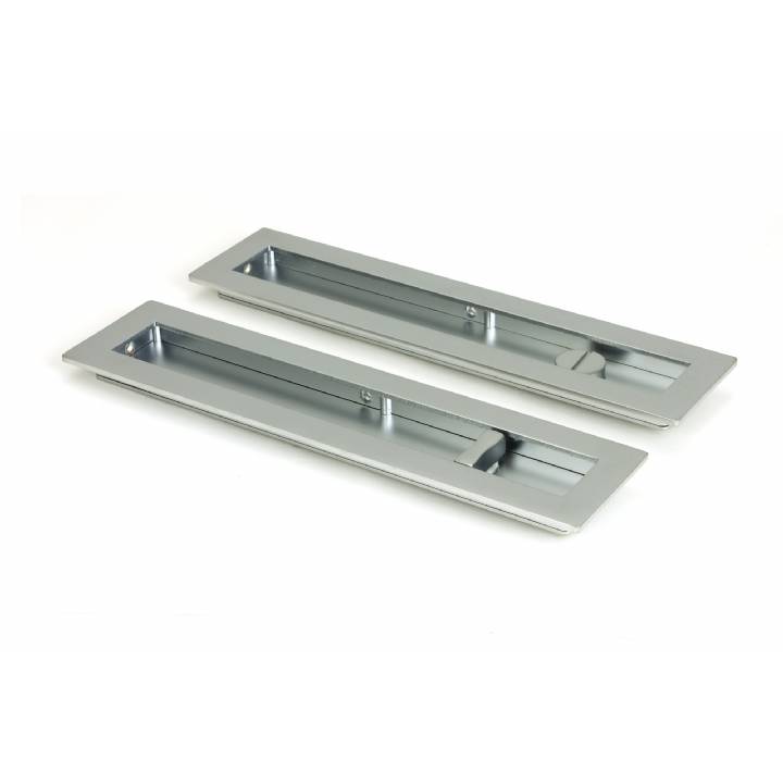 Satin Chrome 250mm Plain Rectangular Pull - Privacy Set